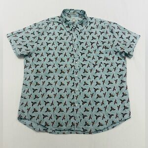 J.Crew Linen Button Down Hawaiian Bird Shirt Men’s Slim-Fit Size XL